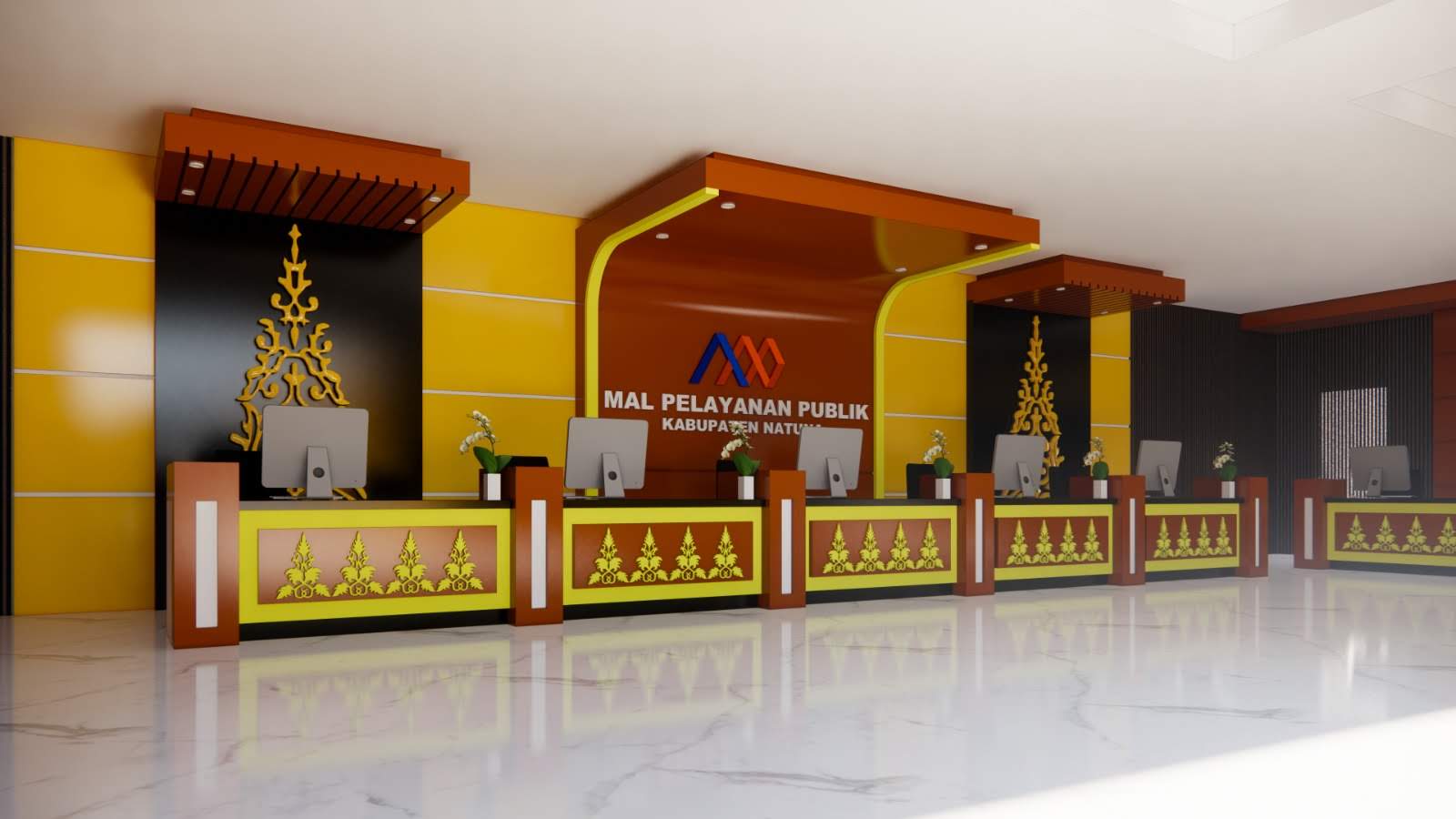 Rancangan meja layanan di dalam gedung MPP Natuna